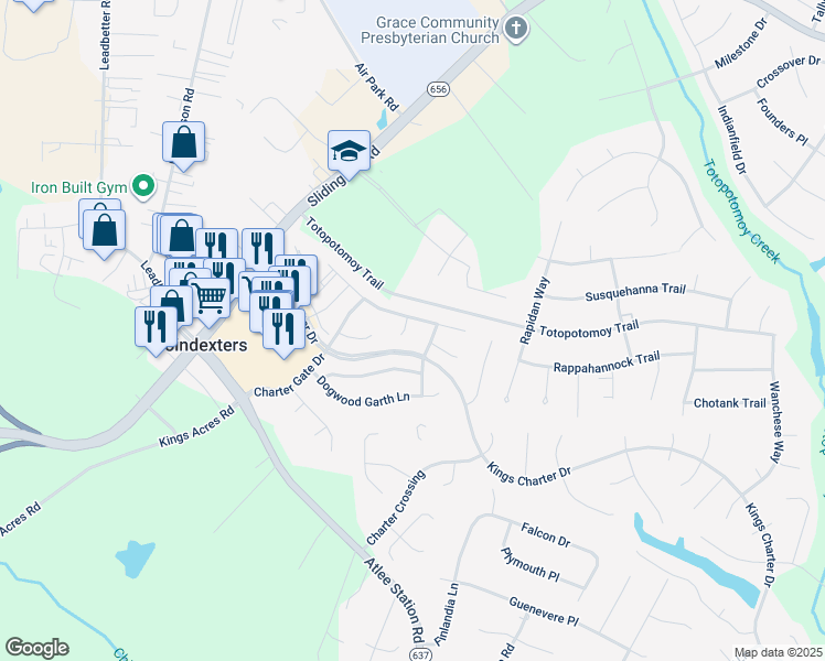 map of restaurants, bars, coffee shops, grocery stores, and more near 10362 Aspen Grove Terrace in Mechanicsville