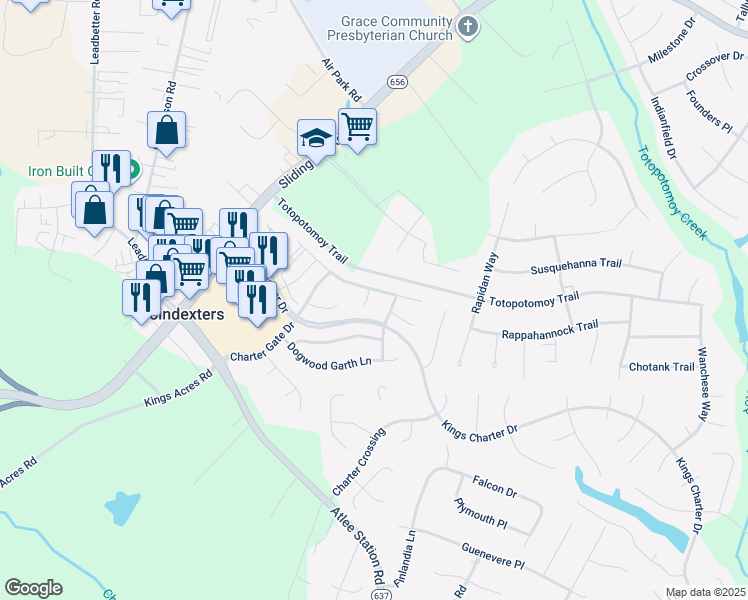 map of restaurants, bars, coffee shops, grocery stores, and more near 10362 Aspen Grove Terrace in Mechanicsville