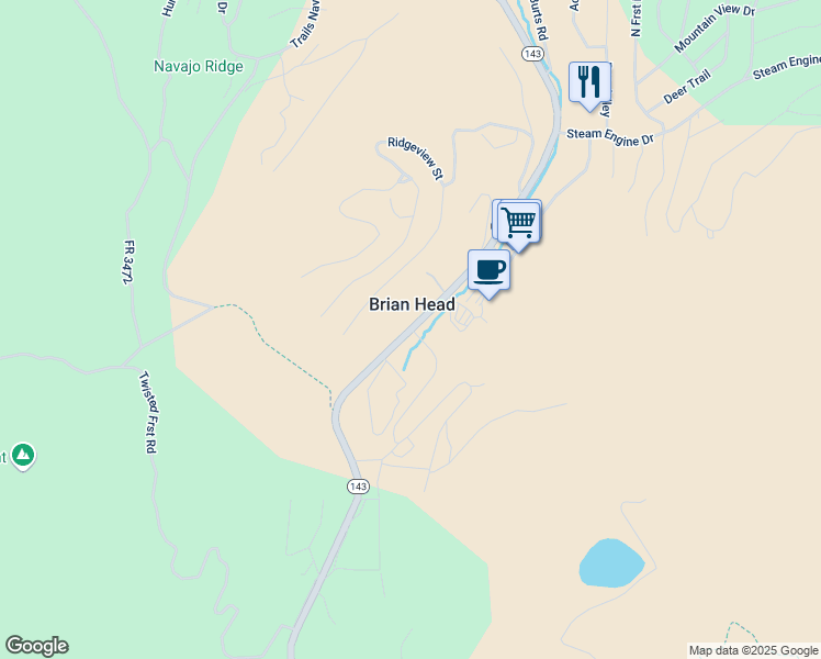 map of restaurants, bars, coffee shops, grocery stores, and more near 503 Utah 143 in Brian Head