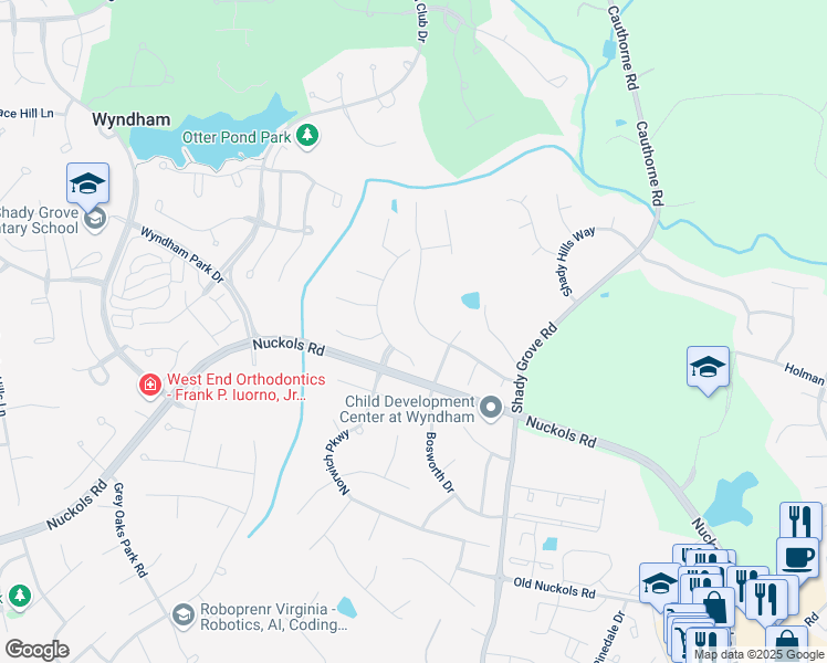 map of restaurants, bars, coffee shops, grocery stores, and more near 11712 Olde Covington Way in Glen Allen