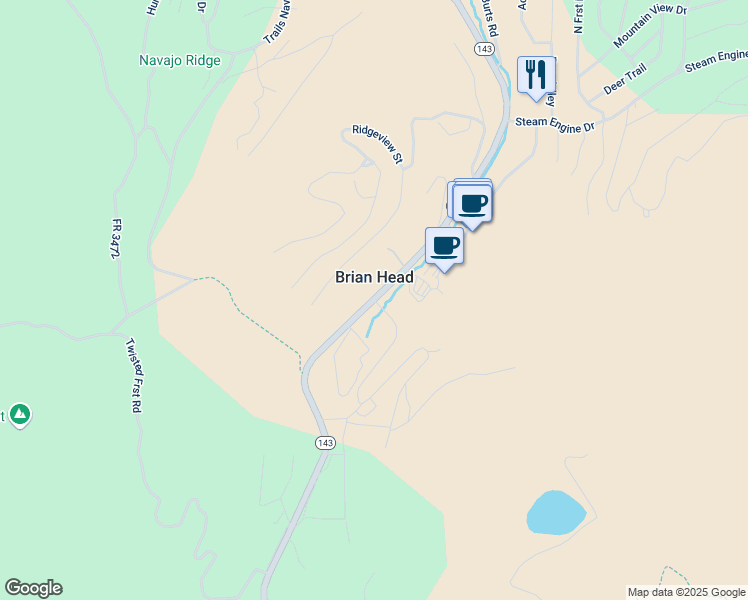 map of restaurants, bars, coffee shops, grocery stores, and more near 503 Utah 143 in Brian Head