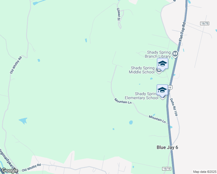 map of restaurants, bars, coffee shops, grocery stores, and more near 383 Mountain Lane in Shady Spring