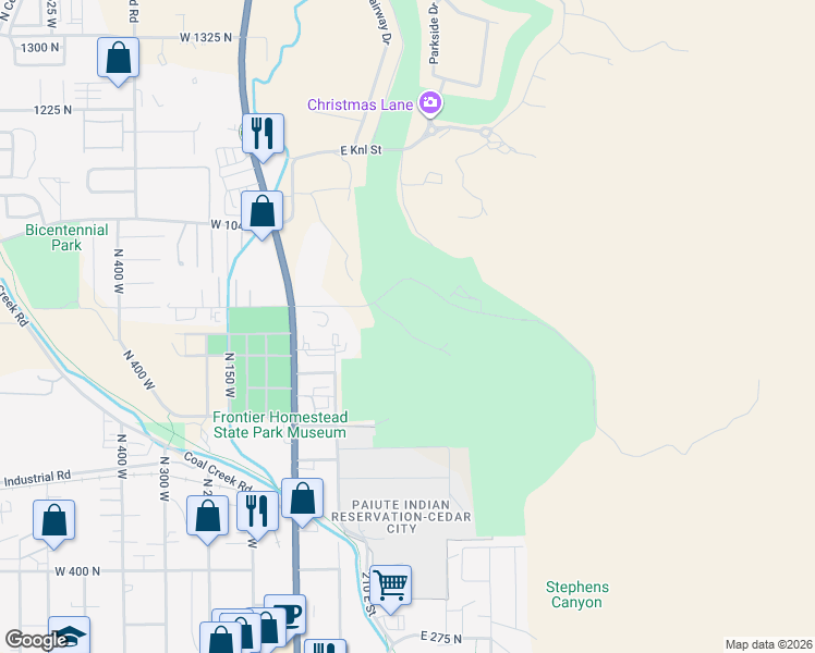 map of restaurants, bars, coffee shops, grocery stores, and more near 200 East 900 North in Cedar City