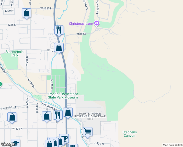 map of restaurants, bars, coffee shops, grocery stores, and more near 200 East 900 North in Cedar City