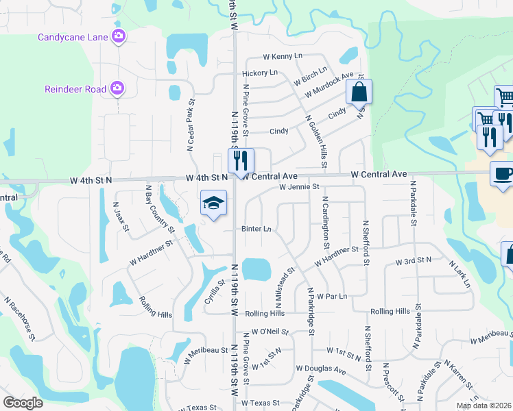 map of restaurants, bars, coffee shops, grocery stores, and more near 531 North Judith Street in Wichita