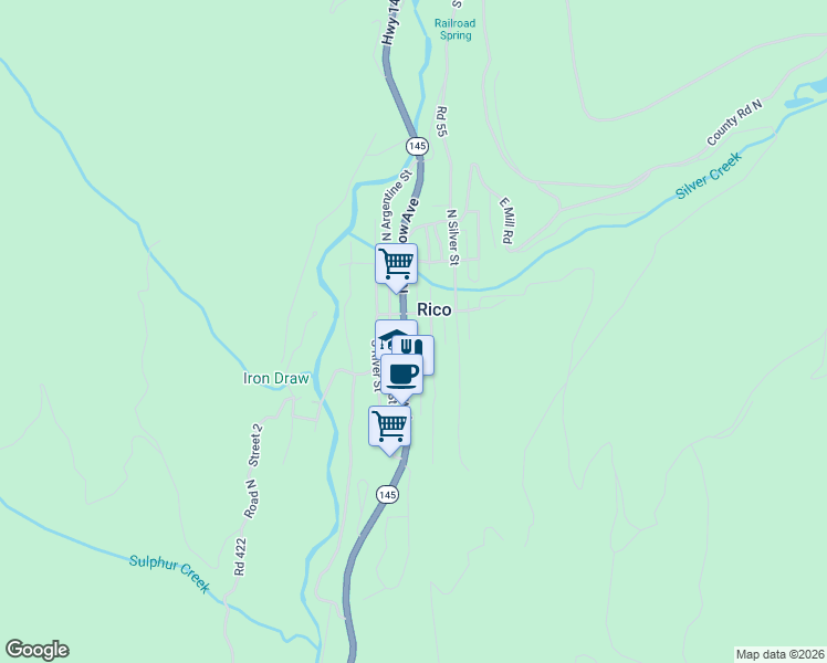 map of restaurants, bars, coffee shops, grocery stores, and more near 1-135 South Glasgow Avenue in Rico
