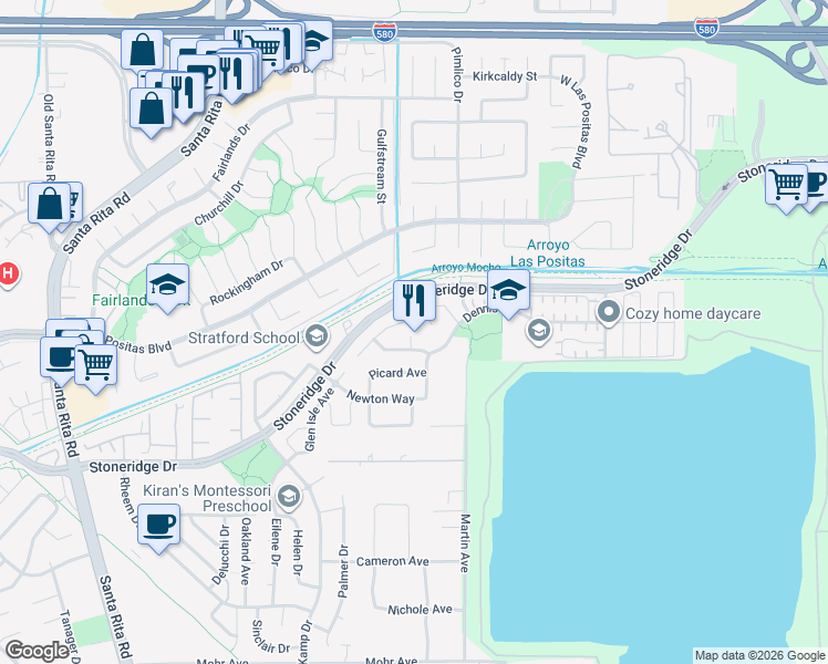 map of restaurants, bars, coffee shops, grocery stores, and more near 2667 Torrey Court in Pleasanton