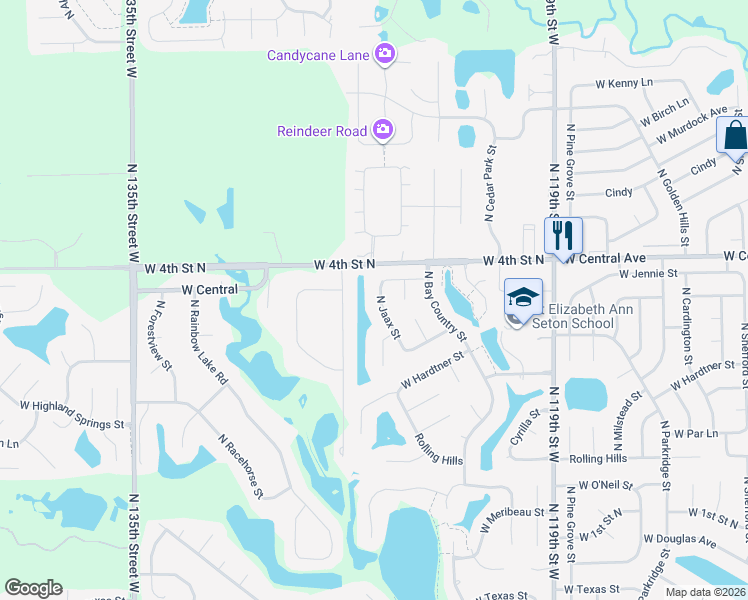 map of restaurants, bars, coffee shops, grocery stores, and more near 614 North Jaax Street in Wichita