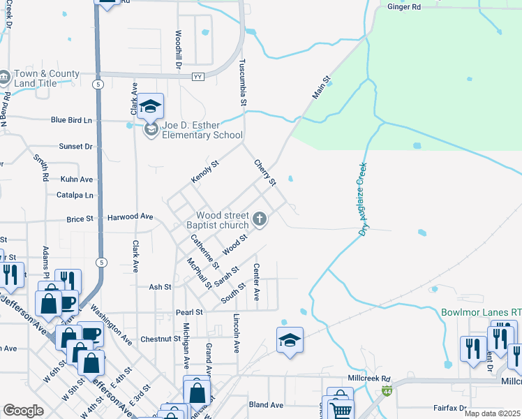 map of restaurants, bars, coffee shops, grocery stores, and more near 1035 Wood Street in Lebanon