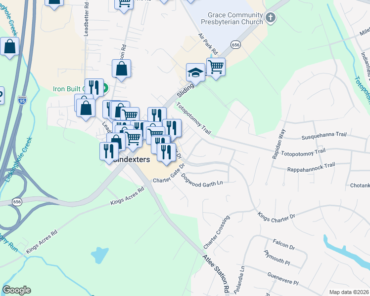 map of restaurants, bars, coffee shops, grocery stores, and more near 9440 Pleasant Point Way in Ashland