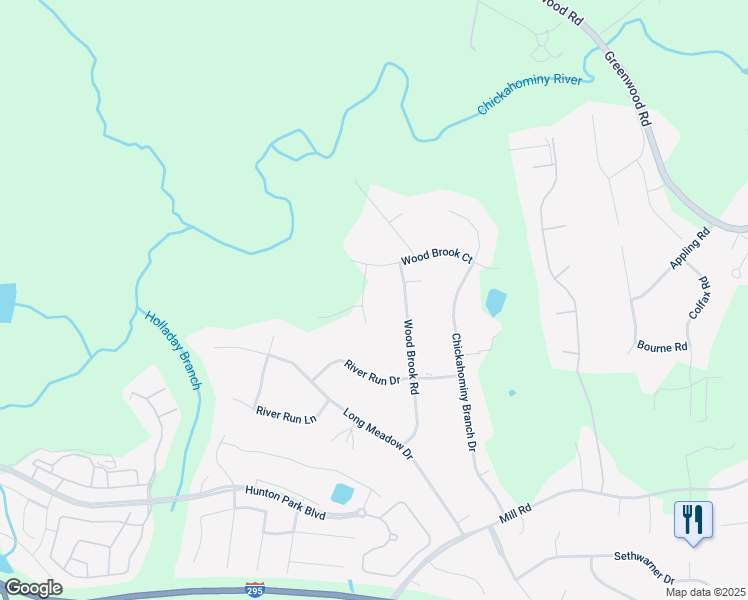 map of restaurants, bars, coffee shops, grocery stores, and more near 11519 Birchill Lane in Glen Allen