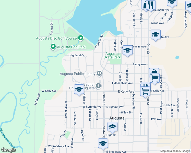 map of restaurants, bars, coffee shops, grocery stores, and more near 1515 Washington Lane in Augusta