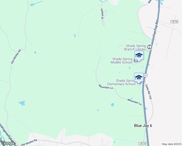 map of restaurants, bars, coffee shops, grocery stores, and more near 383 Mountain Lane in Shady Spring