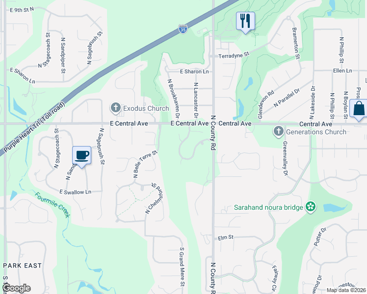 map of restaurants, bars, coffee shops, grocery stores, and more near 15822 Limerick Street in Wichita