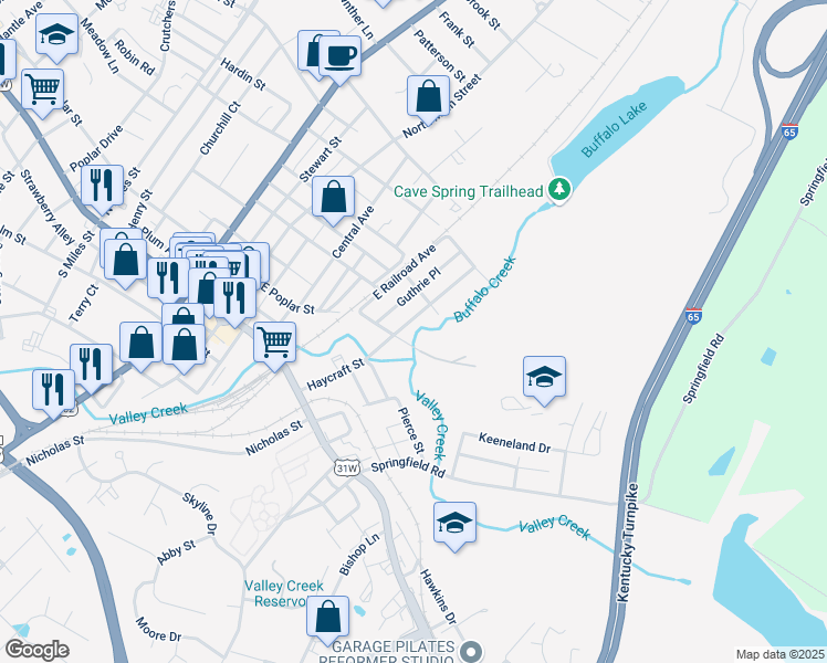 map of restaurants, bars, coffee shops, grocery stores, and more near 209 Haycraft Street in Elizabethtown