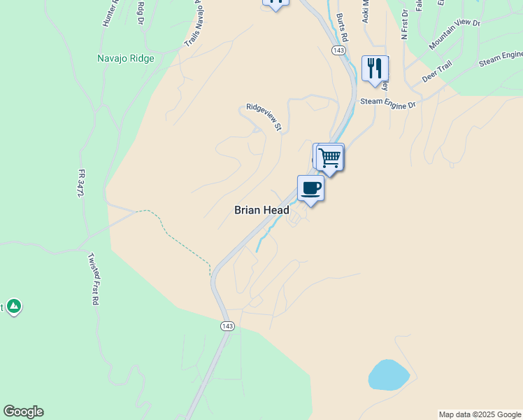 map of restaurants, bars, coffee shops, grocery stores, and more near 356 Utah 143 in Brian Head