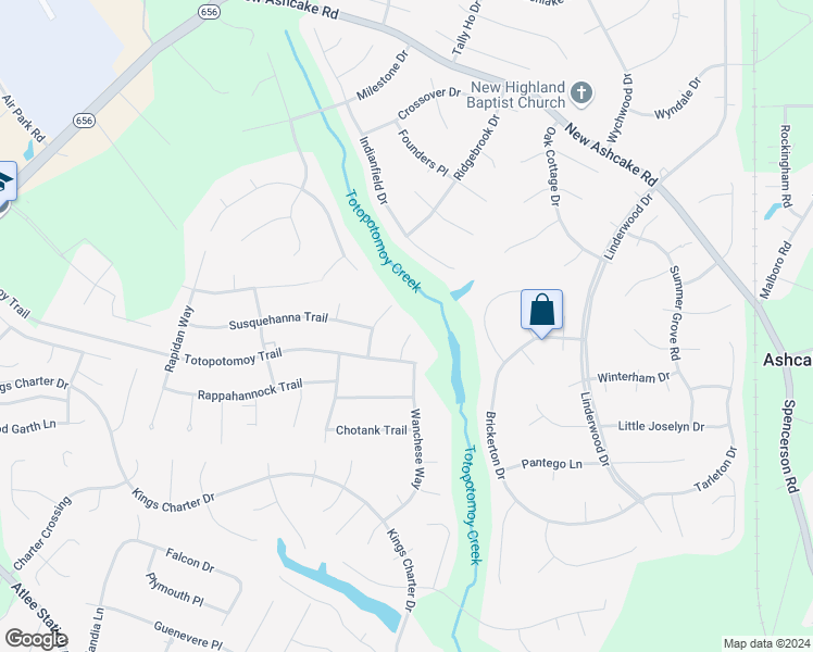 map of restaurants, bars, coffee shops, grocery stores, and more near 10377 Cohoke Pathway in Ashland
