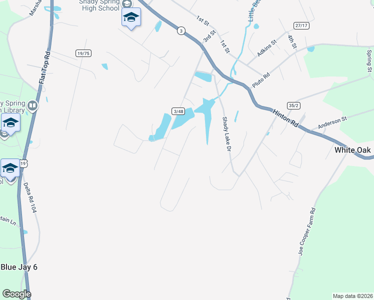 map of restaurants, bars, coffee shops, grocery stores, and more near 124 N Kimberly St in Shady Spring