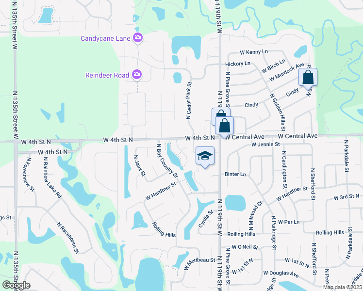 map of restaurants, bars, coffee shops, grocery stores, and more near 12250-12356 West 4th St N in Wichita
