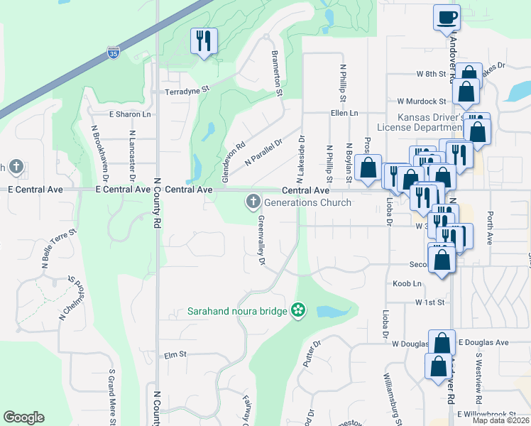map of restaurants, bars, coffee shops, grocery stores, and more near 932-936 West Cedarwood Court in Andover