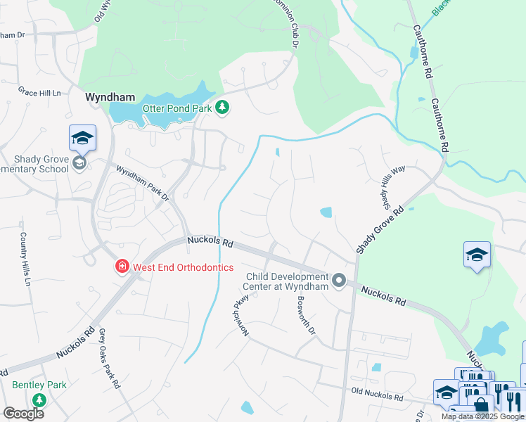 map of restaurants, bars, coffee shops, grocery stores, and more near 6000 Broward Place in Glen Allen