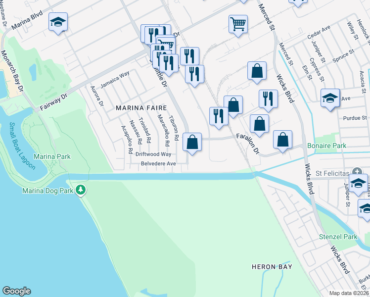map of restaurants, bars, coffee shops, grocery stores, and more near 14587 Doolittle Drive in San Leandro