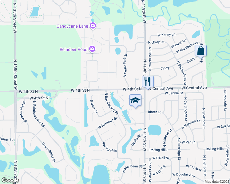 map of restaurants, bars, coffee shops, grocery stores, and more near 669 North Cedar Downs Circle in Wichita