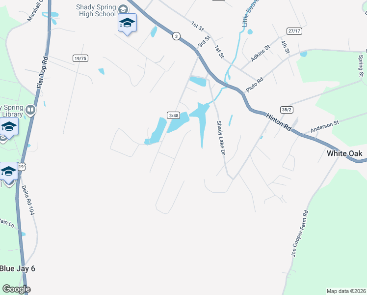 map of restaurants, bars, coffee shops, grocery stores, and more near 124 N Kimberly St in Shady Spring