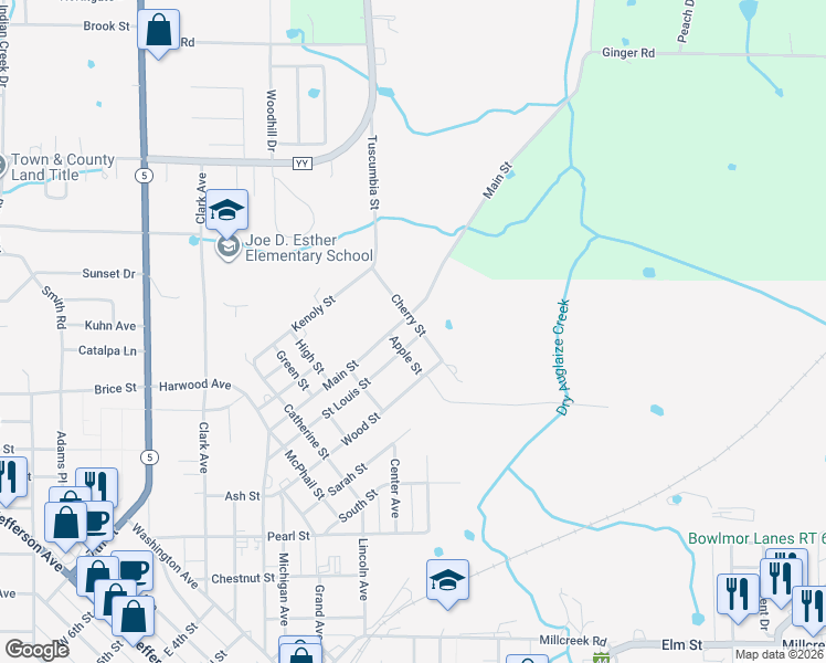 map of restaurants, bars, coffee shops, grocery stores, and more near 645 Cherrry Street in Lebanon