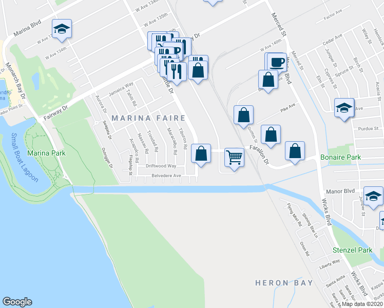 map of restaurants, bars, coffee shops, grocery stores, and more near 14491 Doolittle Drive in San Leandro