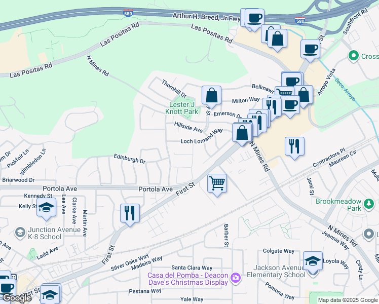 map of restaurants, bars, coffee shops, grocery stores, and more near 3896 Macgregor Common in Livermore