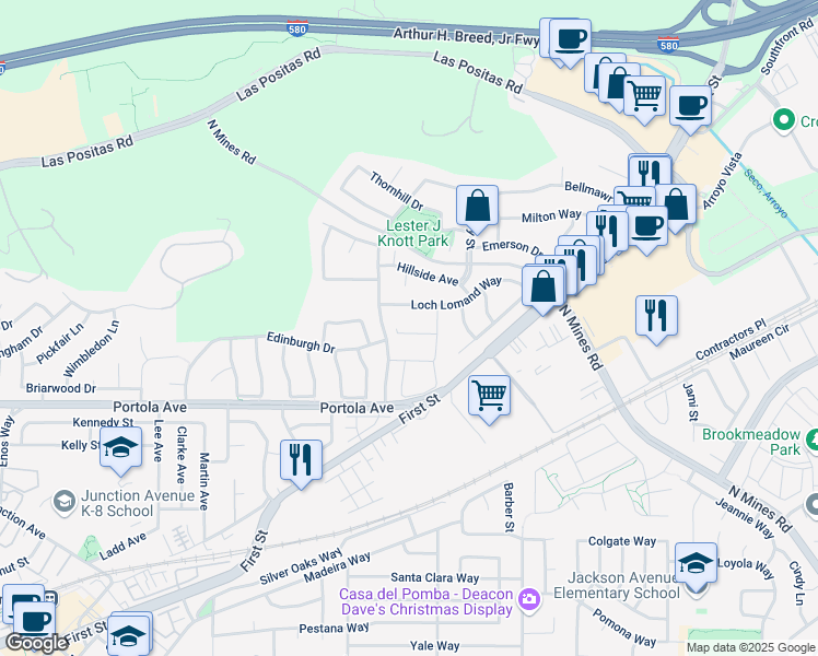 map of restaurants, bars, coffee shops, grocery stores, and more near 3848 Macgregor Common in Livermore