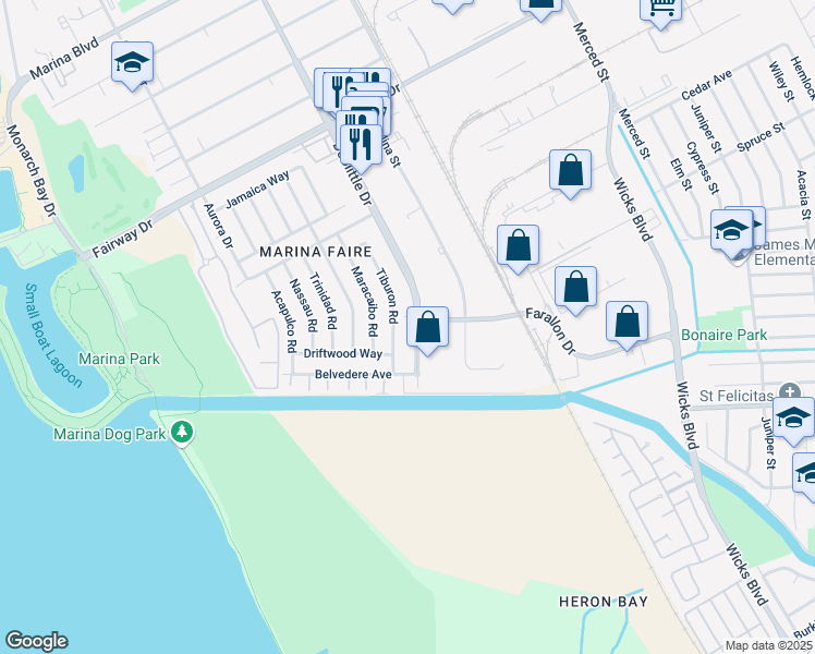 map of restaurants, bars, coffee shops, grocery stores, and more near 14491 Doolittle Drive in San Leandro