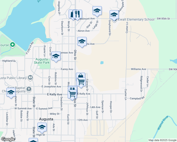 map of restaurants, bars, coffee shops, grocery stores, and more near 730 Fairway Court in Augusta