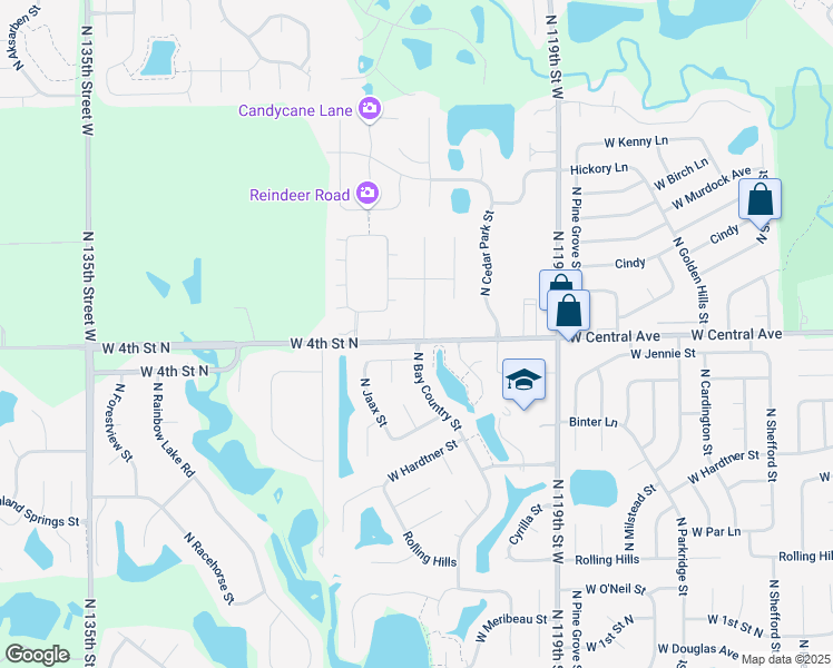 map of restaurants, bars, coffee shops, grocery stores, and more near 12500 West 4th Street North in Wichita