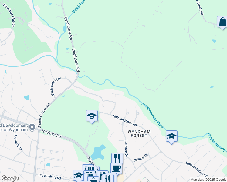 map of restaurants, bars, coffee shops, grocery stores, and more near 12016 Bennett Court in Glen Allen