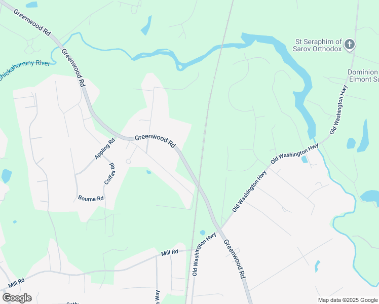 map of restaurants, bars, coffee shops, grocery stores, and more near 11869 Greenwood Road in Glen Allen