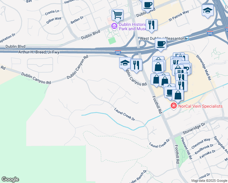 map of restaurants, bars, coffee shops, grocery stores, and more near 9339 Benzon Drive in Pleasanton