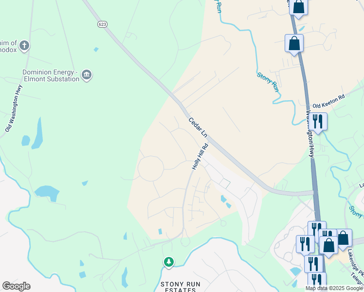 map of restaurants, bars, coffee shops, grocery stores, and more near 10540 Orchard Blossom Drive in Glen Allen
