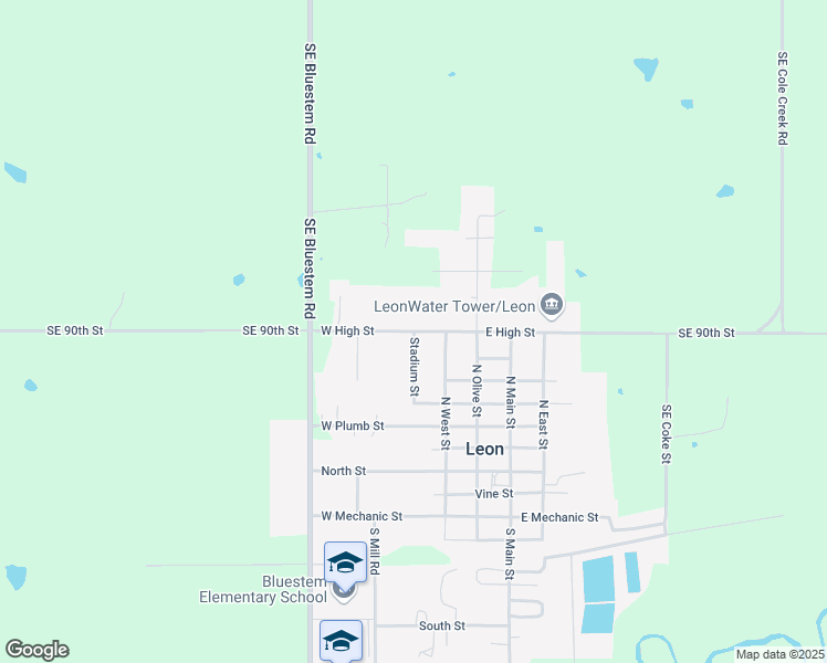 map of restaurants, bars, coffee shops, grocery stores, and more near West High Street in Leon