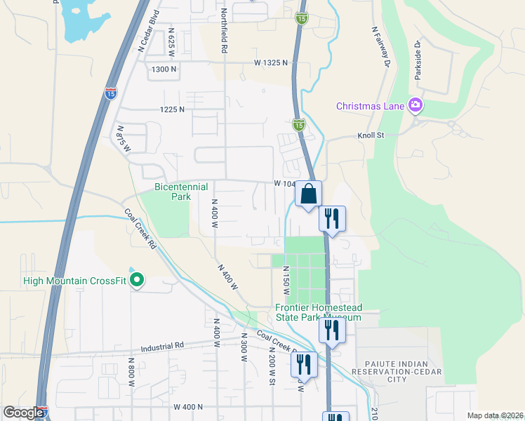 map of restaurants, bars, coffee shops, grocery stores, and more near 1027 North Main Street in Cedar City
