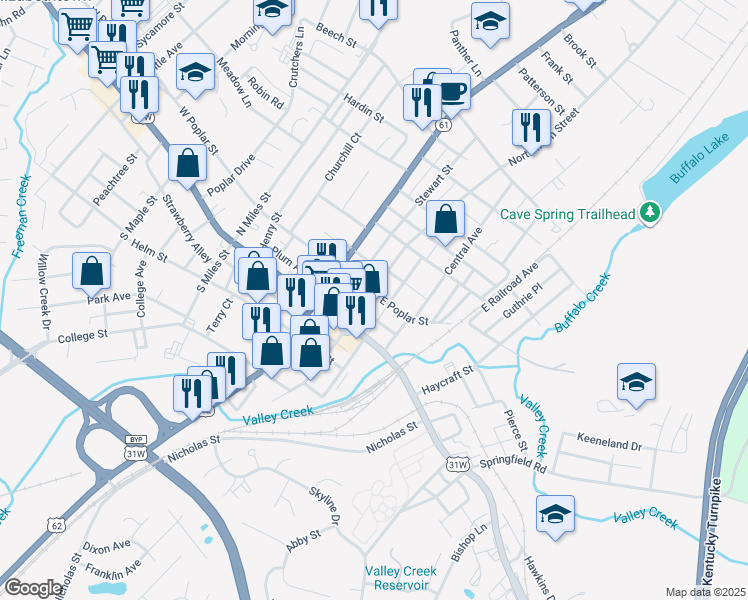 map of restaurants, bars, coffee shops, grocery stores, and more near 117 Cs-1320 in Elizabethtown