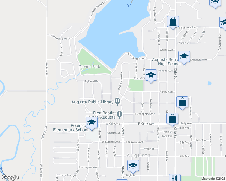 map of restaurants, bars, coffee shops, grocery stores, and more near 1720 Washington Lane in Augusta