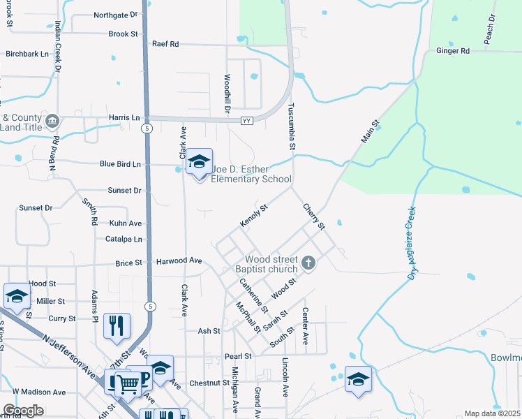 map of restaurants, bars, coffee shops, grocery stores, and more near 1001 Kenoly Street in Lebanon