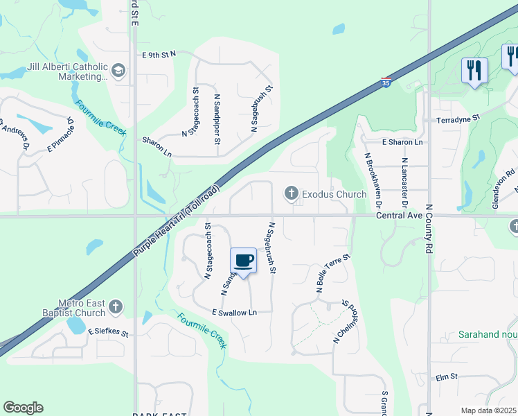 map of restaurants, bars, coffee shops, grocery stores, and more near 15011 Plymouth Court in Wichita