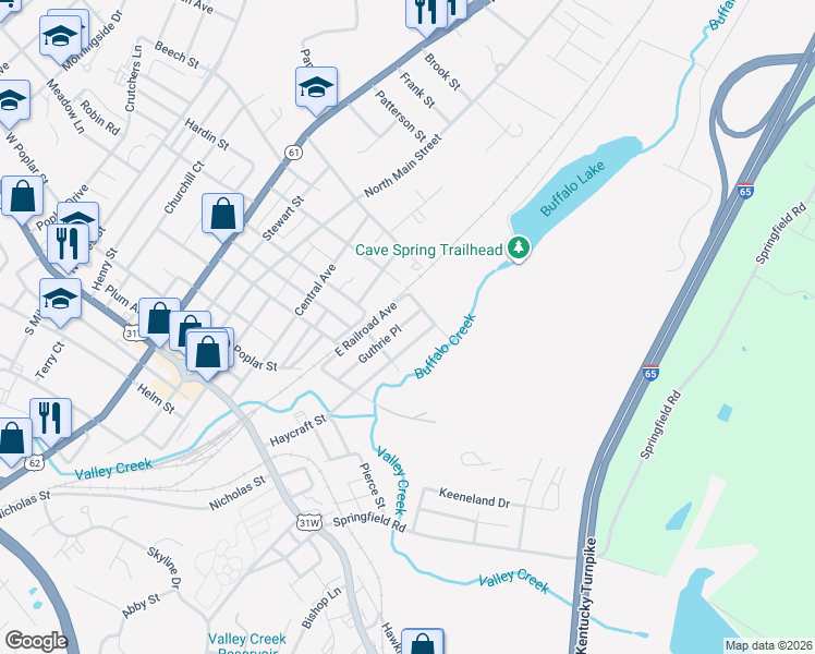 map of restaurants, bars, coffee shops, grocery stores, and more near 300-398 Guthrie Place in Elizabethtown