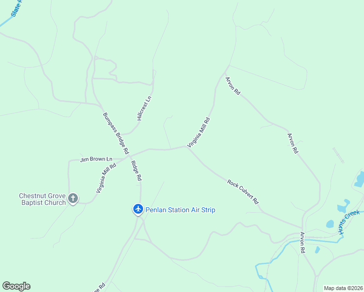 map of restaurants, bars, coffee shops, grocery stores, and more near Virginia Mill Road in Arvonia