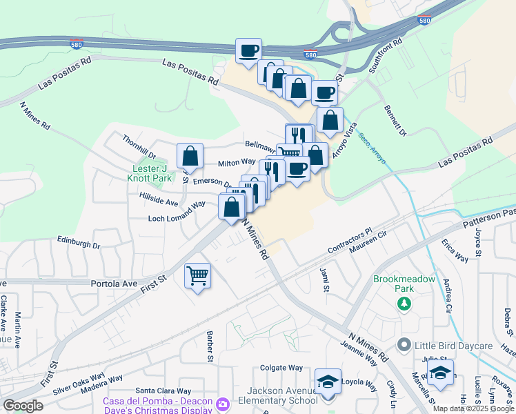 map of restaurants, bars, coffee shops, grocery stores, and more near 4221 1st Street in Livermore