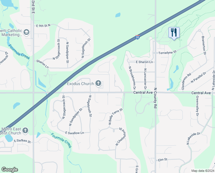 map of restaurants, bars, coffee shops, grocery stores, and more near 511 North Ridgehurst Street in Wichita