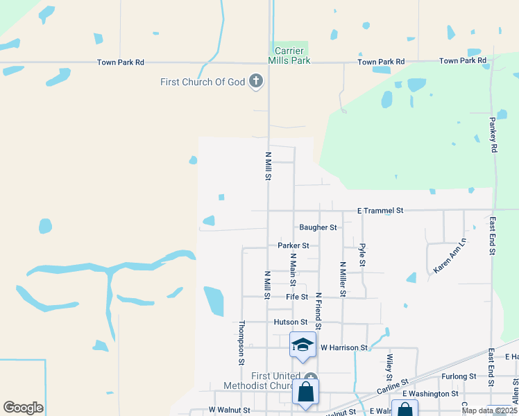 map of restaurants, bars, coffee shops, grocery stores, and more near 901 North Mill Street in Carrier Mills